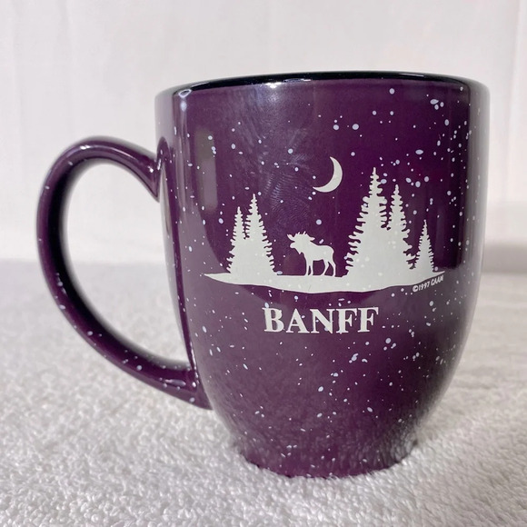 Purple Ceramic Banff Forest Moose Souvenir Mug - Picture 1 of 13